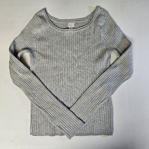 A New Day Medium Gray Ribbed Long Sleeve Top‎